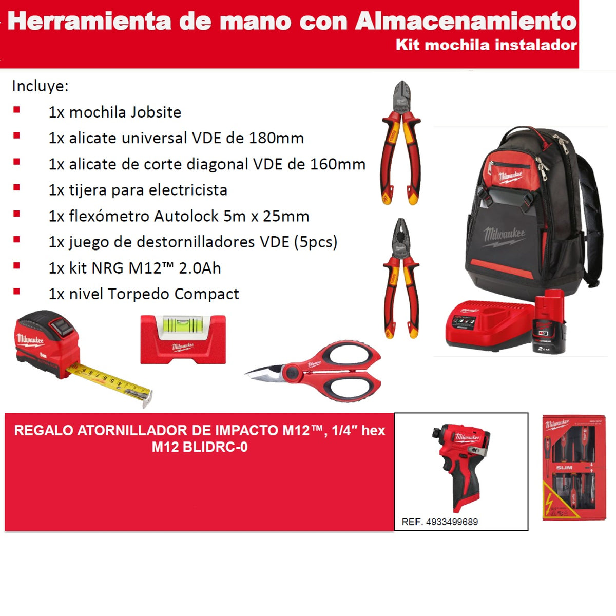 PACK MOCHILA INSTALADOR MILWAUKEE